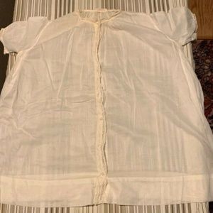 1949 Vintage Baby / Doll White Dress with Embroidery, Button-up Jumper